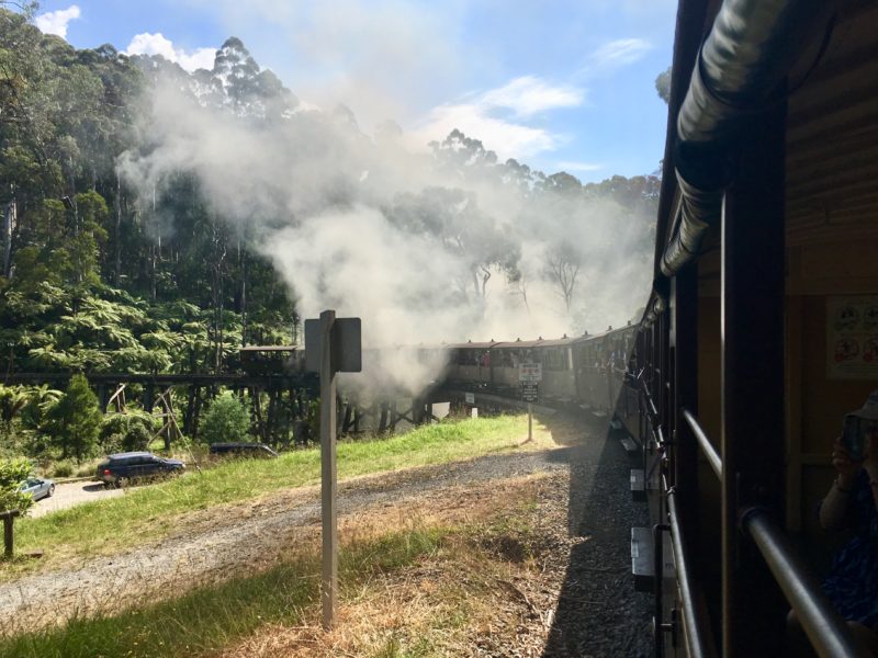 Puffing Billy crossing the Bridge